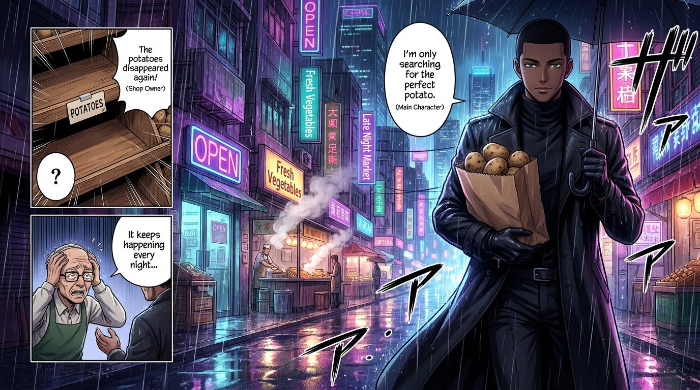 The serial potato thief appears in Shanghai at night